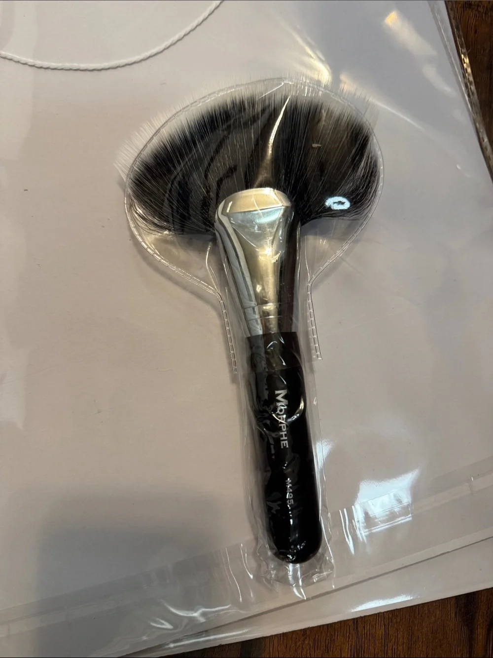 Morphe M498 Duo Deluxe Fan Makeup Brush Black Silver New
